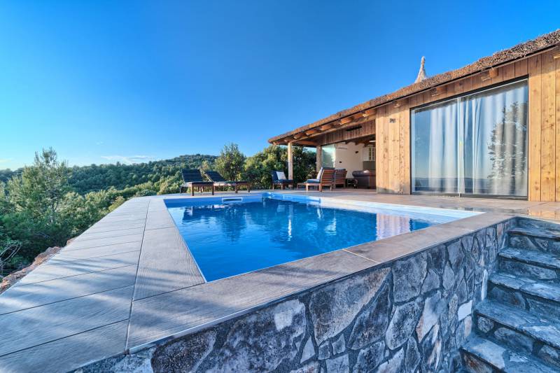 Pool terrace of Luxury Bungalow New Horizons III on Murter Island in Croatia