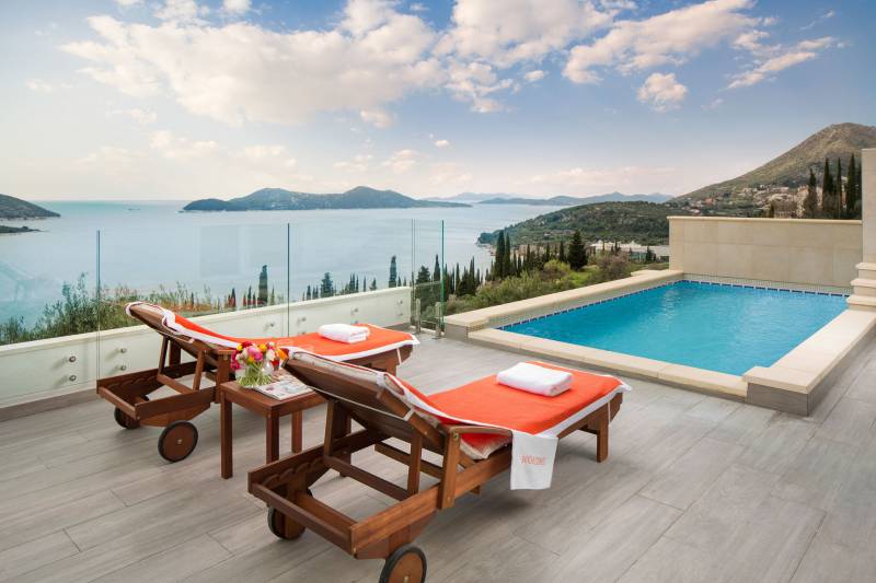 Panoramic view from Villa Narcis with Heated Pool near Dubrovnik